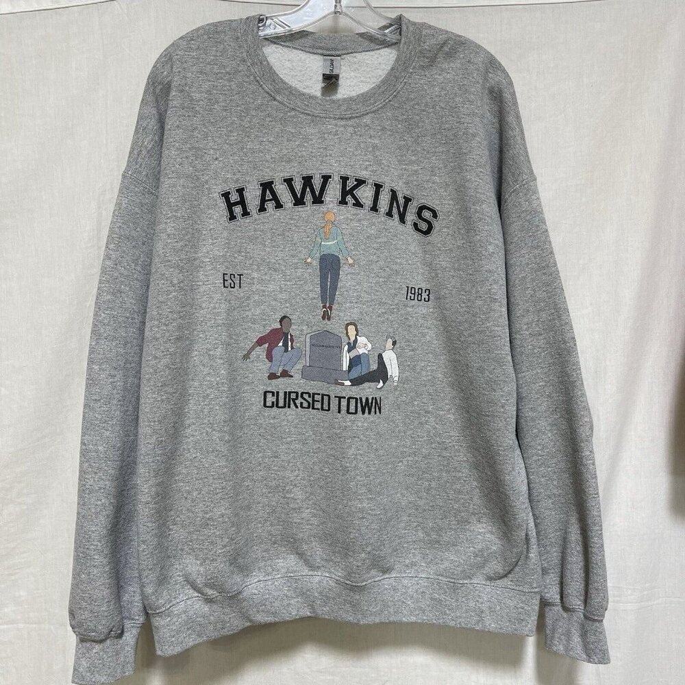 Stranger Things Netflix Sweatshirt  Crewneck Hoodie Gray Mens Womens Size XL